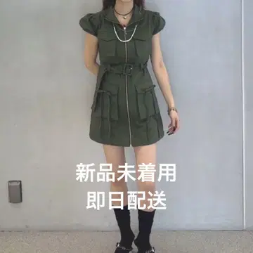 쥬에티 밀리터리 ZIP 미니 원피스