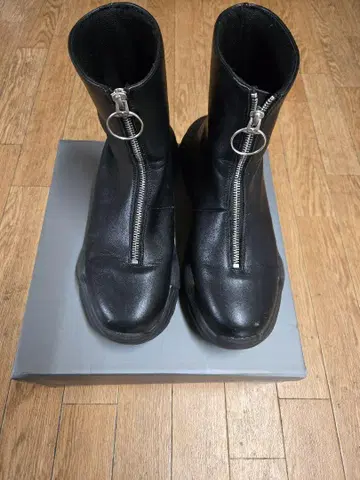 완판템 glabella 지퍼 달린 블랙 가죽 부츠