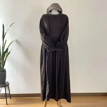 사만사 모스2 레이스 원피스 백 버튼 롱 면린넨