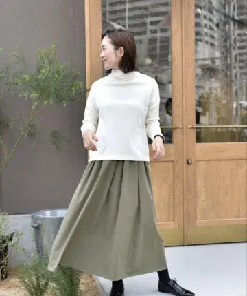 OURHOME 주름이 잘 가지 않는 롱 스커트 올리브