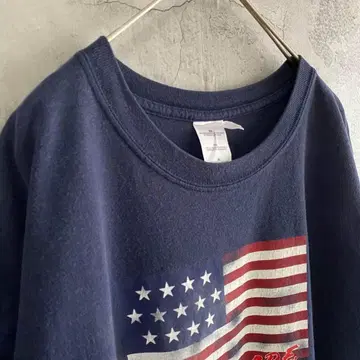 00's 길단 구제 의류 미국 국기 프린트 T셔츠 반팔 XL 사이즈