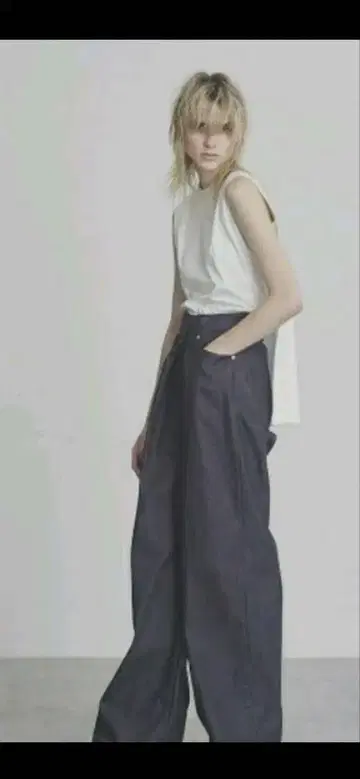 새상품 존 로렌스 설리번 데님 하이웨스트 와이드 팬츠