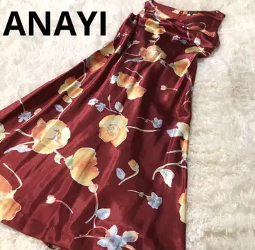 새상품급 ANAYI 아나이 새틴 롱 원피스 일본제 꽃무늬 고급