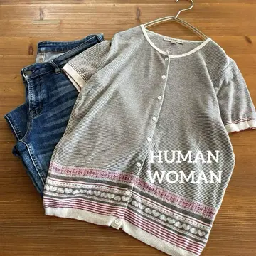 HUMAN WOMAN 코튼 크루넥 가디건