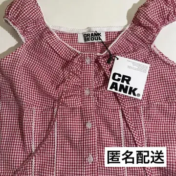 크랭크 레이스 셔링 블라우스 크랭크 상의