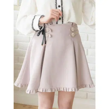 ROJITA 더블 비쥬 버튼 태킹 스커트