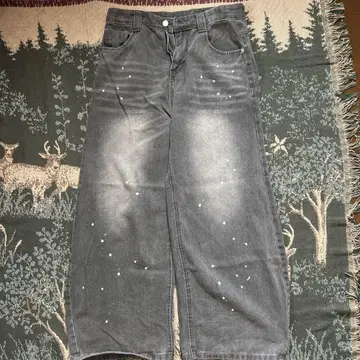 SPLASH WASHED BAGGY DENIM PANTS