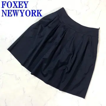 폭시 뉴욕 미디 스커트 플레어 안감 없음 네이비 38 C9698