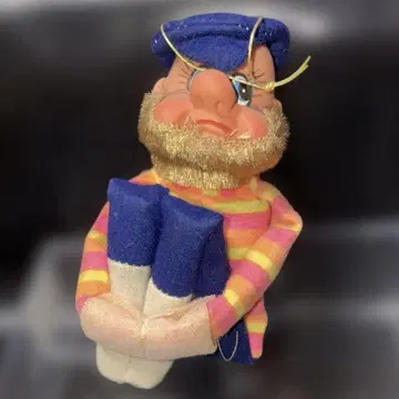 쇼와 레트로 무릎 감싸 안은 인형 선장 스트라이프 의류 인형 약 15cm