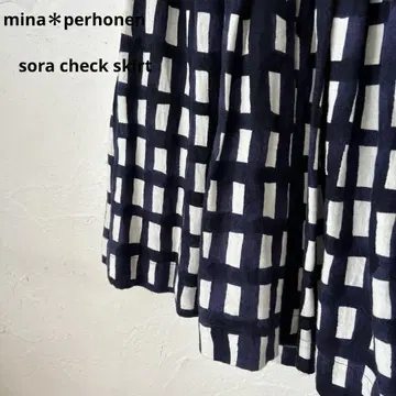 mina perhonen sora check 린넨 스커트 핸드메이드