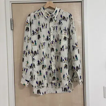 vintage 빈티지 긴팔 셔츠 올 패턴 인물 패턴