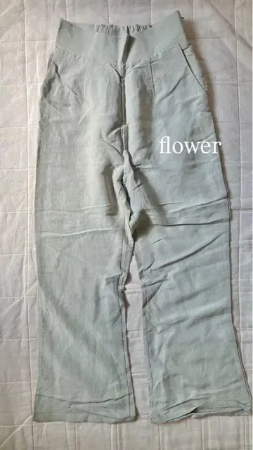 flower 린넨 팬츠 플레어 하이웨스트 크롭 베이지