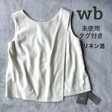 미사용 택 포함 wb 더블비 비기 린넨 혼방 슬리브리스 티셔츠