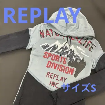 REPLAY 후드티 얇은 소재 블루 그레이 x 네이비 S #2106