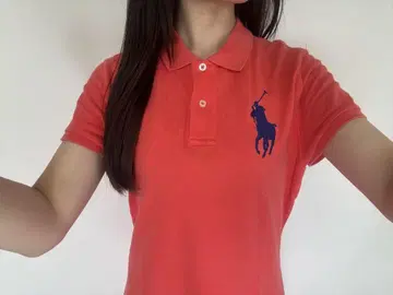 폴로 셔츠 스타일 무릎 기장 원피스 오렌지