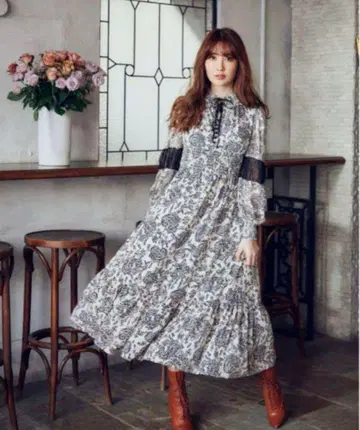 Winter Floral Long sleeve Dress herlipto