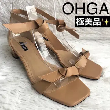샌들 여성용 25 OHGA 오가 천연 가죽 가죽 스트랩 힐