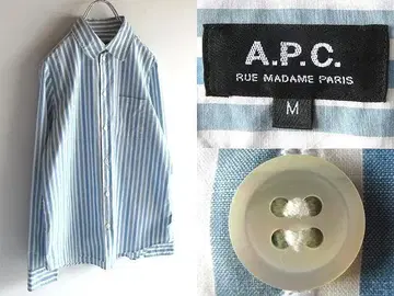 A.P.C. 이탈리아제 원단 사용 둥근 카라 스트라이프 셔츠 M