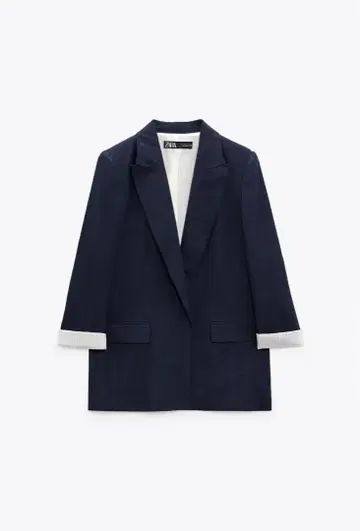 ZARA 프린트 패턴 커프스 린넨 블레이저