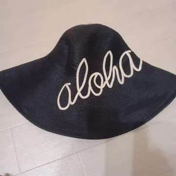블랙 aloha 자수 밀짚모자 M-L 안나수이 ANNA SUI