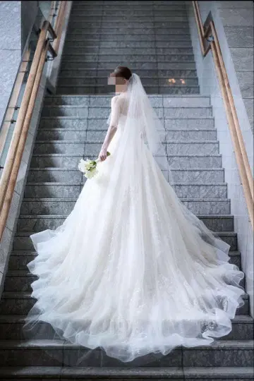트리트 드레싱 80 x 300 웨딩 베일 아이보리