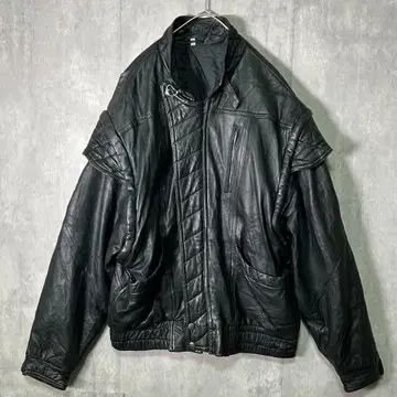 빈티지 기믹 가죽 자켓 2way 블랙 천연 가죽 베스트