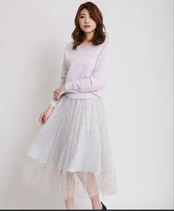 Noela 별 패턴 자수 플레어 스커트