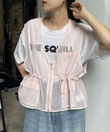 새상품 CIAOPANIC TYPY 시어 나일론 낚시 크롭 기장 베스트