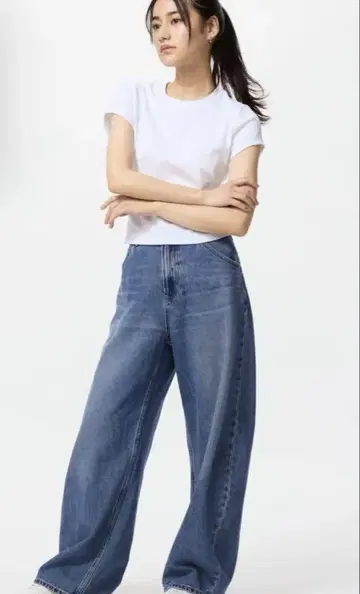 배기 커브 청바지 짧은 기장 23