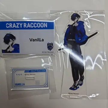 Crazy Raccoon Vanilla 아크릴 스탠드, 배지 로손