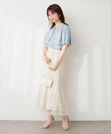 natural couture 내추럴 꾸뛰르 오간자 자수 시어 스커트