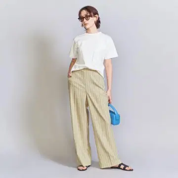 뷰티&유스 유나이티드 애로우즈 스트라이프 트위드 와이드 팬츠