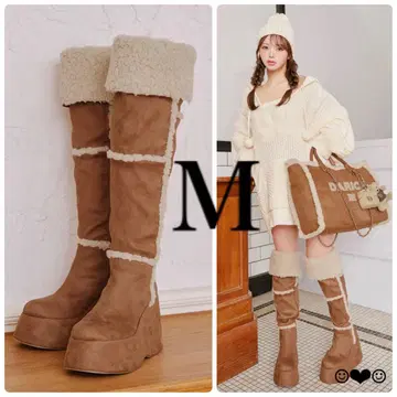 Darich 페이크 무스탕 니하이 부츠 카멜 M