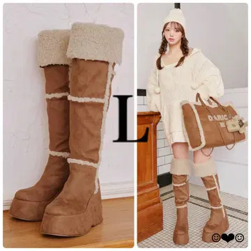Darich 페이크 무스탕 니하이 부츠 카멜 L