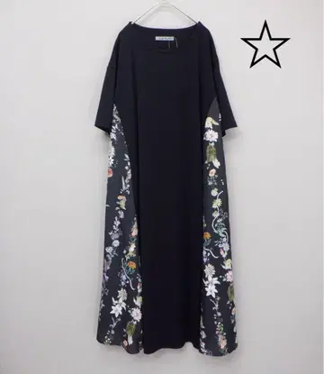이즈스칼라 552264: 꽃과 여우 패턴 사이드 절개 랜덤 리브 원피스