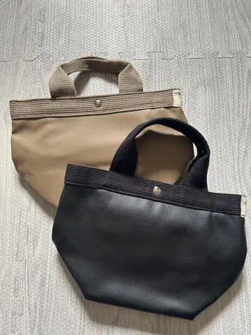 보트형 토트백 블랙 베이지 세트