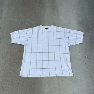 80s Eddie Bauer 헨리넥 체크 티셔츠