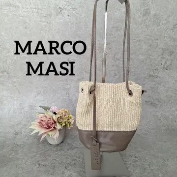 MARCO MASI 마르코 마지 버킷형 바스켓백 소가죽 x 라피아