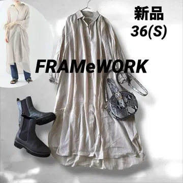 FRAMeWORK 프레임워크 보일 개더 원피스 베이지 S