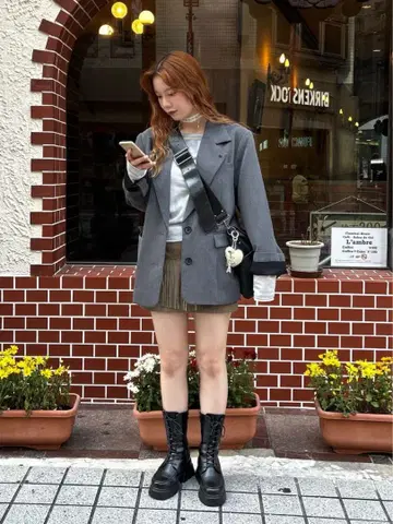 tina jojun 하트 자수 테일러드 자켓