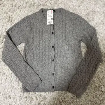 UNIQLO 그레이 케이블 짜임 가디건 S