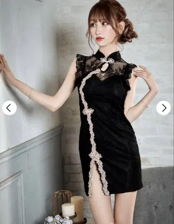 [ 완판템 ] 차이나풍 프릴 레이스 슬릿 드레스
