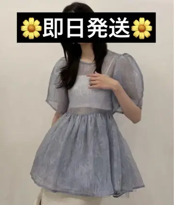 허니미허니 jacquard 퍼프 슬리브 튜닉