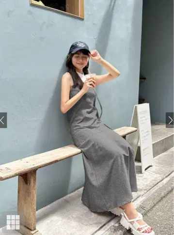 GRL 와이드 스트랩 머메이드 오버롤 스커트 그레이 M