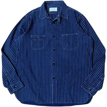 SUGAR CANE 8.5oz 워바쉬 스트라이프 워크 셔츠 XL