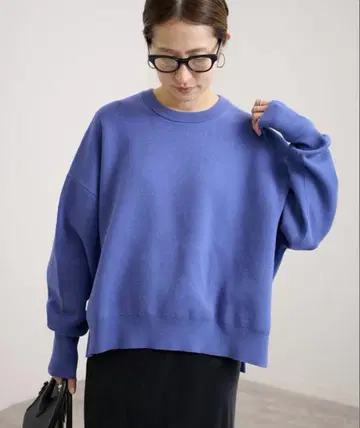 택 포함 새상품 FRAMeWORK 더블 자카드 풀오버 블루