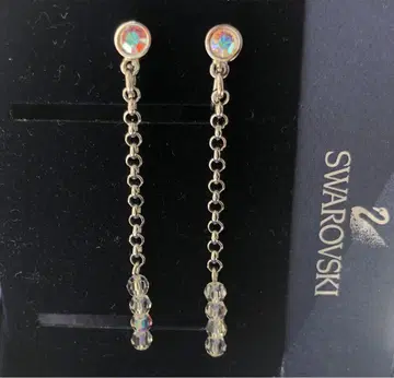 SWAROVSKI 이어링 체인 슬링 오로라 클리어