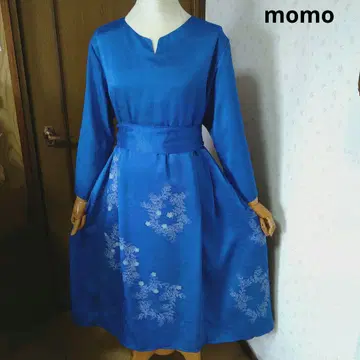 순수 실크 호몬기 허리 리본 포함 턱 들어간 원피스 기모노 리메이크