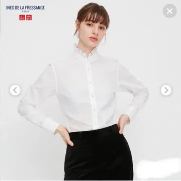 유니클로 UNIQLO INES 코튼 프릴 셔츠 화이트 XL