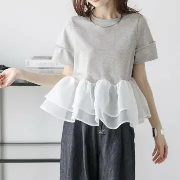 라지엠 시어 프릴 도킹 상의 그레이